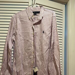 Ralph Lauren Pink and Navy Casual Button Down Shirt Classic Style